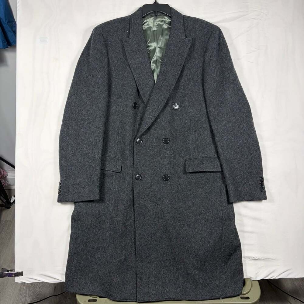 Arden Clothes Overcoat Grey Wool Double Breasted Trench Coat